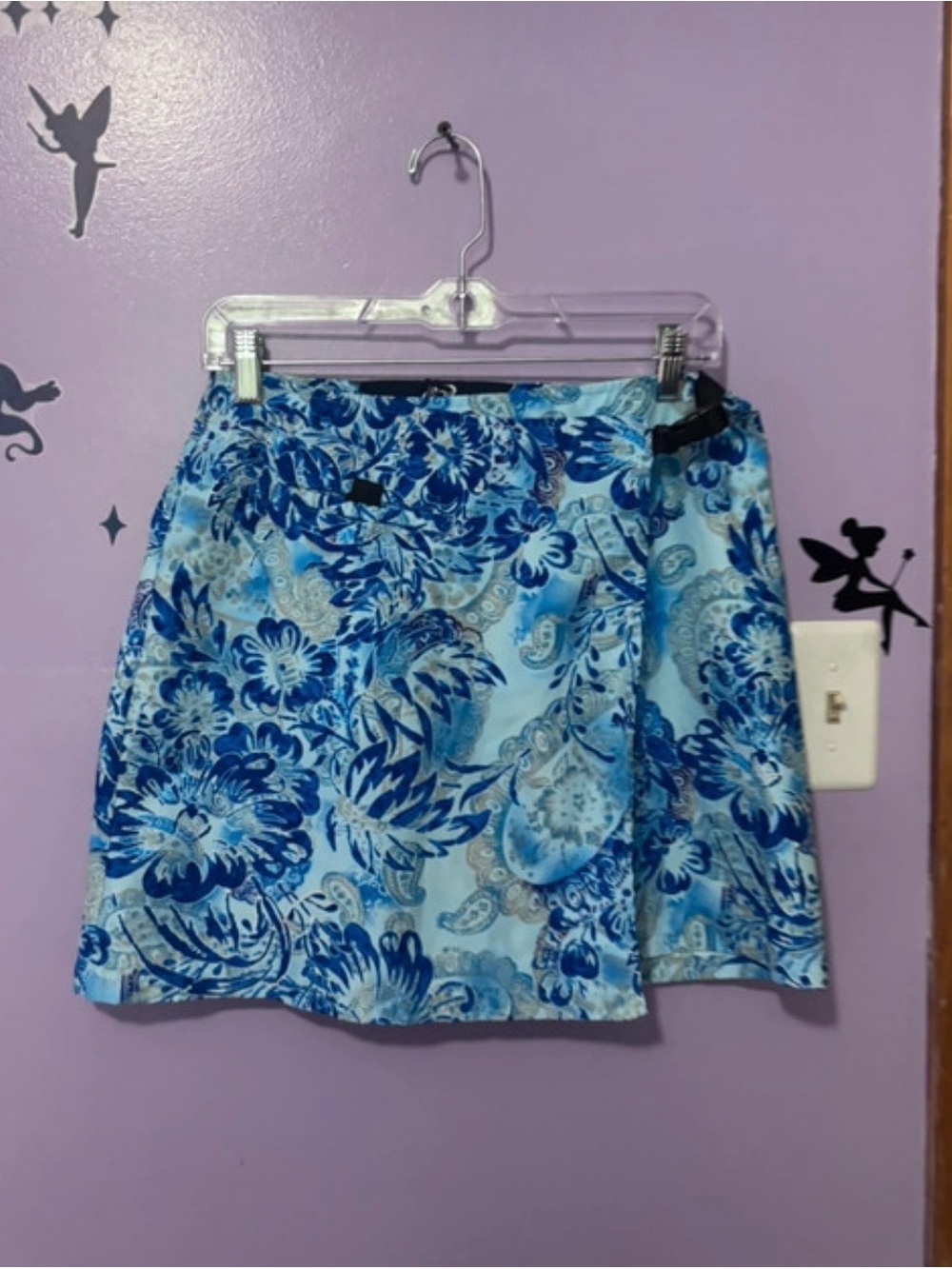 Blue Floral Wrap swim coverup  -